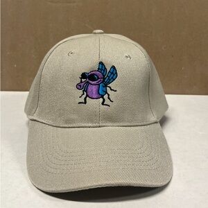 Tan Cap with Embroidered Fly Design